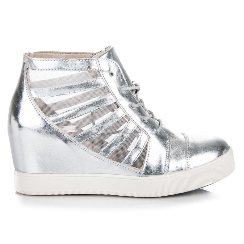 Kylie Silberne Sneaker mit Keilabsatz grau