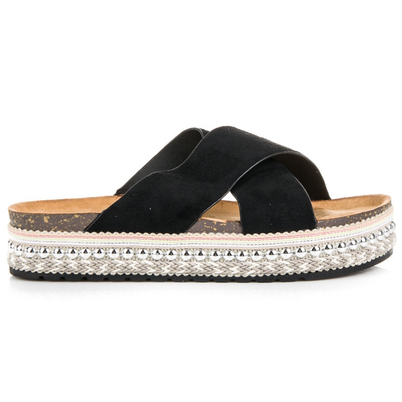 Seastar Wildlederpantoffeln auf der Plattform schwarz