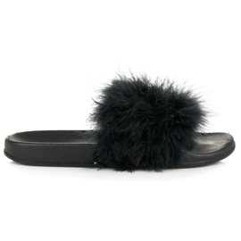 Hausschuhe mit Fell schwarz
