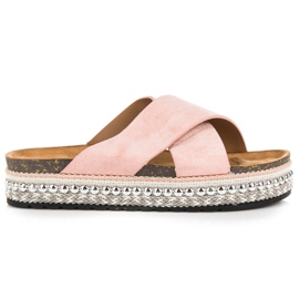 Seastar Wildlederpantoffeln auf der Plattform rosa