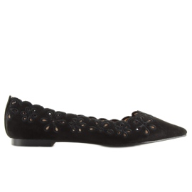 Schwarz durchbrochene Ballerinas Lt99P Schwarz