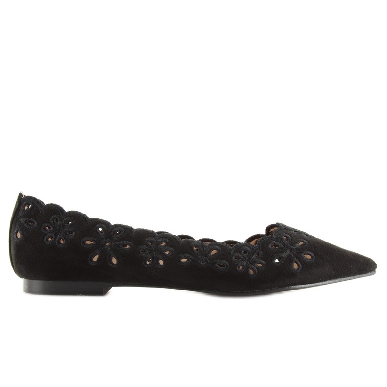 Schwarz durchbrochene Ballerinas Lt99P Schwarz