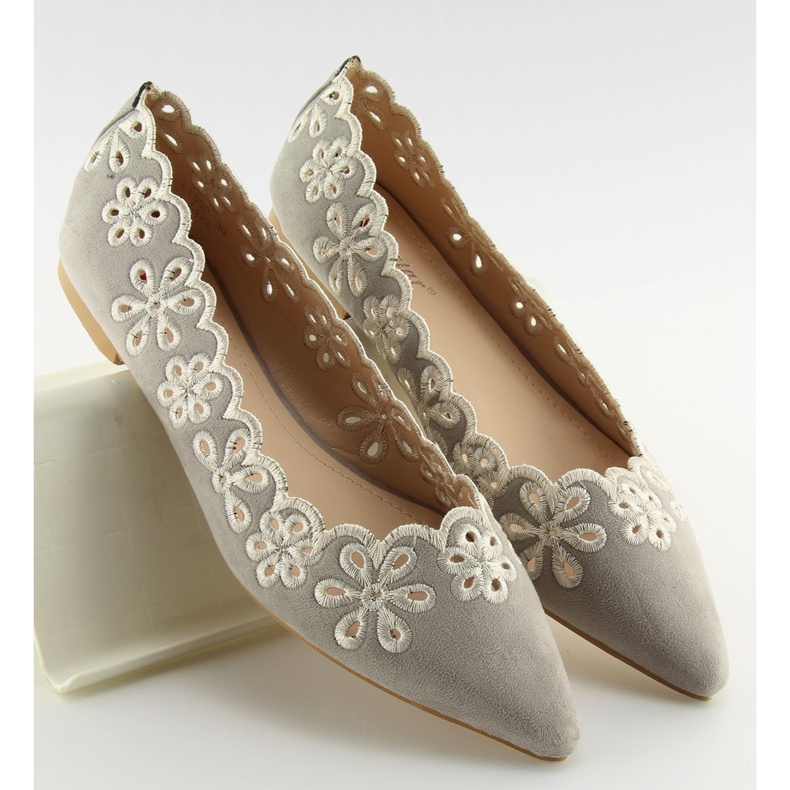 Graue durchbrochene Ballerinas Lt99P Grau