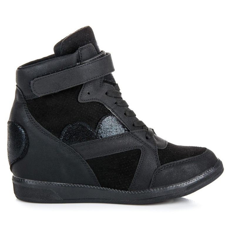 Vices Gebundene Turnschuhe mit Keilabsatz schwarz