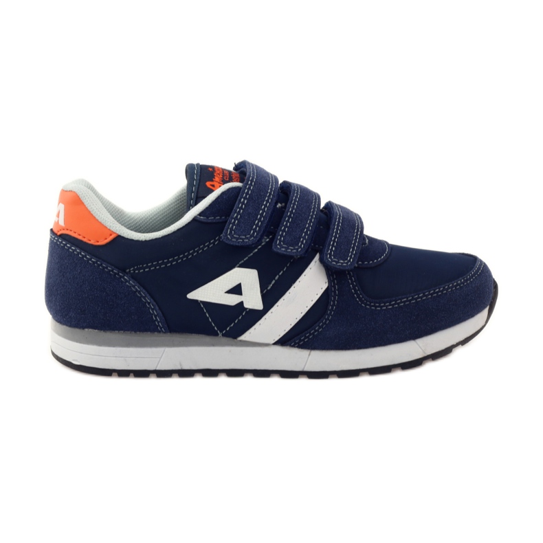 American Club Amerikanische Turnschuhe mit Lederinnensohle navy blau orange weiß