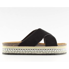 Schwarze schwarze Damenhausschuhe CK15P schwarz