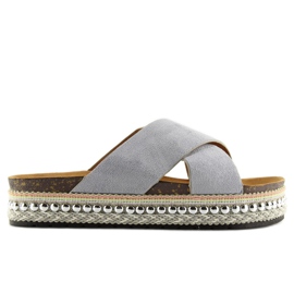 Graue graue Damenhausschuhe CK15P grau