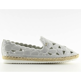 Silberne durchbrochene Espadrilles für Damen LT86 Silber grau