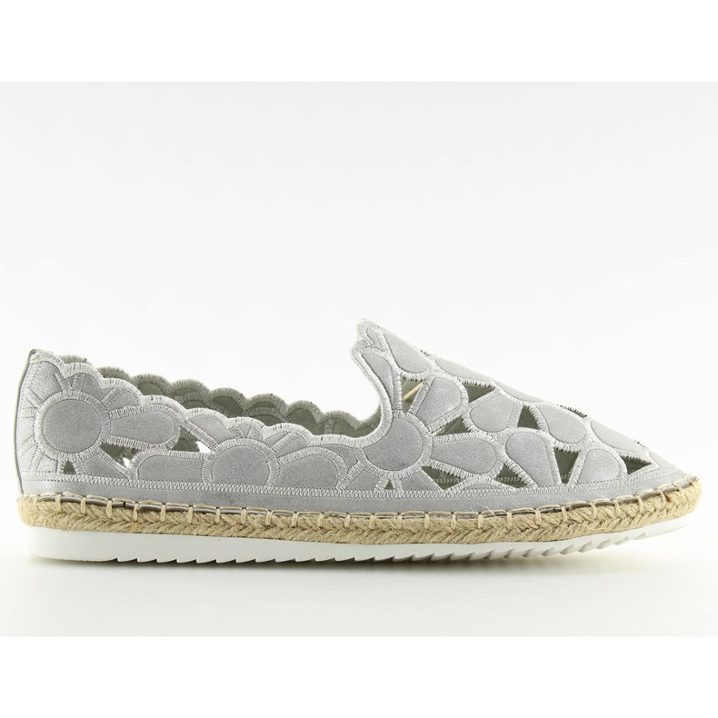 Silberne durchbrochene Espadrilles für Damen LT86 Silber grau