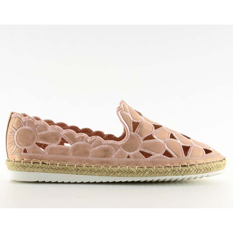 Rosa durchbrochene Espadrilles für Damen LT86 Champagner