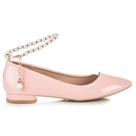 Vices Lackierte Ballerinas mit Perlen rosa