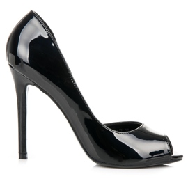 Seastar Lackierte offene Zehenabsätze schwarz