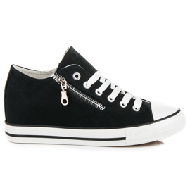 Kayla Gebundene Turnschuhe mit Keilabsatz schwarz