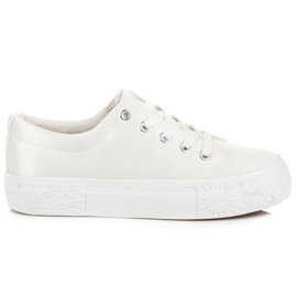 Kylie Satin-Turnschuhe auf der Plattform weiß