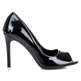 Comer Lackierte Open Toe Pumps schwarz
