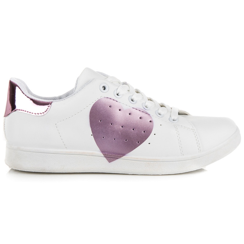 Weiße Turnschuhe mit Herz violett