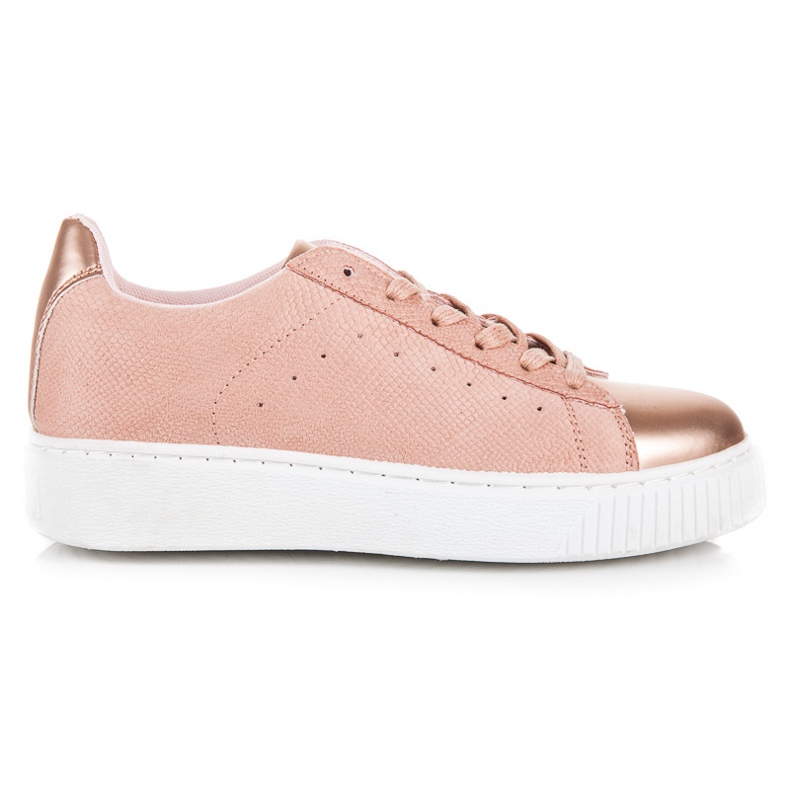 Gebundene Turnschuhe mit Schlangenmuster rosa