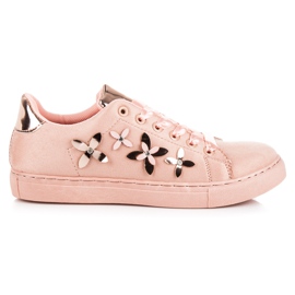 Wildleder-Turnschuhe mit Ornamenten rosa
