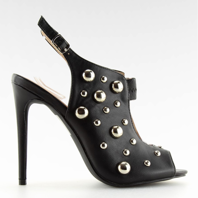Schwarze Sandalen mit Nieten schwarz 708-11 Schwarz