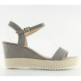 Graugraue Sandalen auf Keilabsatz