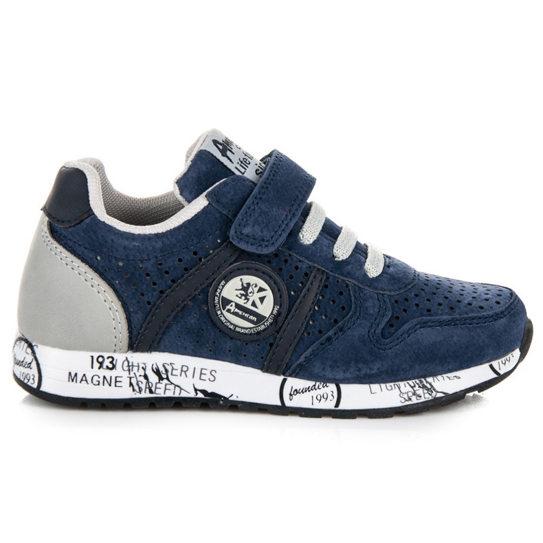 American Club Turnschuhe mit Gummiband und Klettverschluss blau