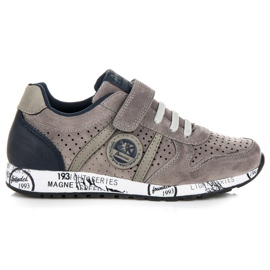 American Club Turnschuhe mit Gummiband und Klettverschluss grau