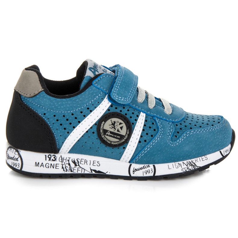 American Club Turnschuhe mit Gummiband und Klettverschluss blau