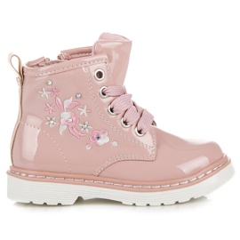 American Club Amerikanische Hausschuhe mit Reißverschluss rosa