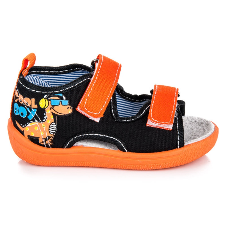 American Club Hausschuhe mit offener Spitze schwarz