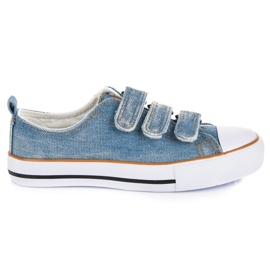 American Club Denim-Sneaker mit Klettverschluss blau