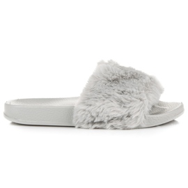 Bona Damenhausschuhe mit Fell grau