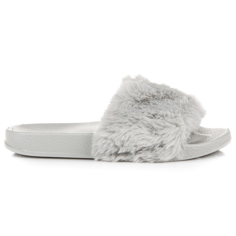 Bona Damenhausschuhe mit Fell grau