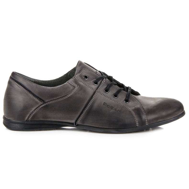 Polbut Gebundene Lederschuhe grau