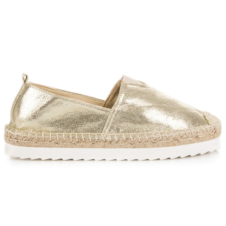 Goldene Espadrilles zum Hineinschlüpfen