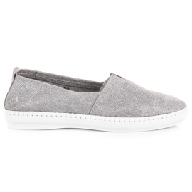 VINCEZA Leder Slipper grau
