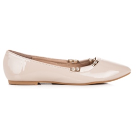 Vices Lackierte Ballerinas in spitzen Schraubstöcken braun