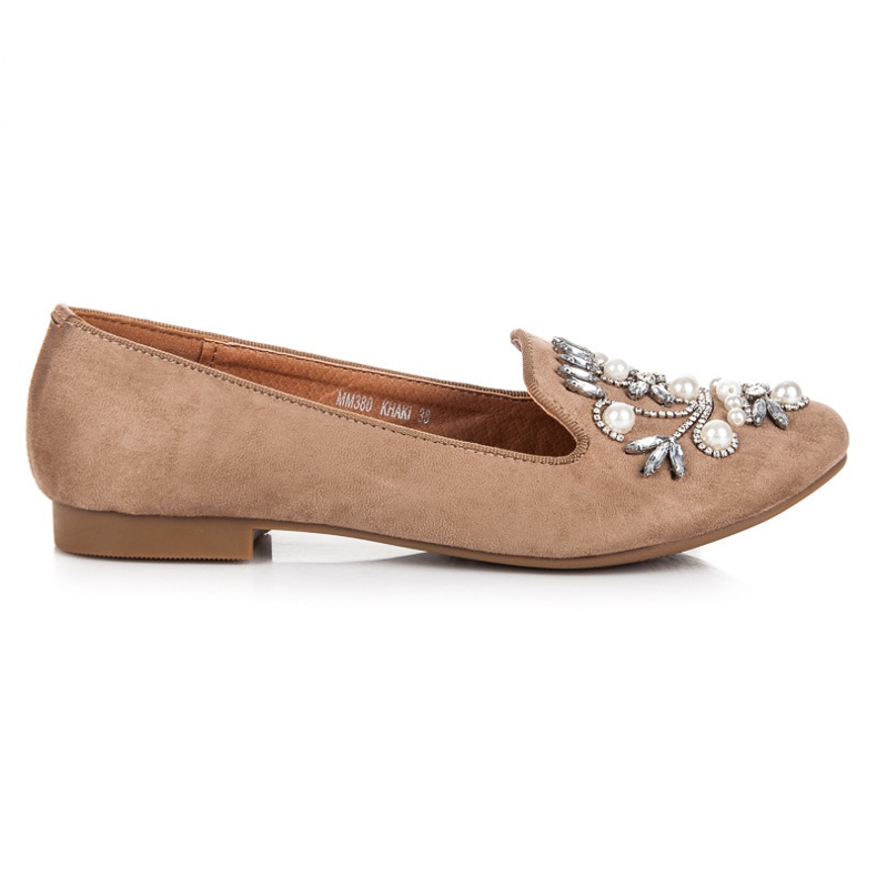 Lovery Beige dekorative Mokassins