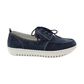 Leder Creepers Schuhe Filippo 020 navy blau