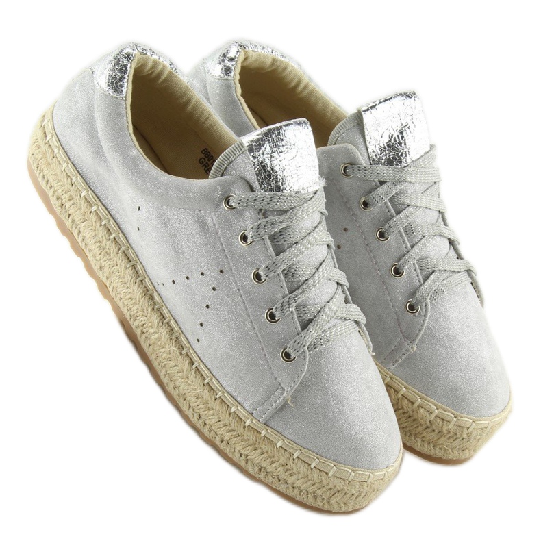 Graue Espadrilles-Sneakers BB01P Silbergrau