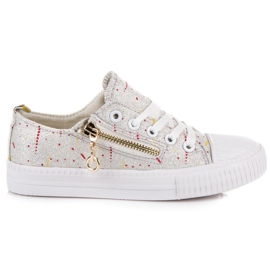 Glänzende Kinder Turnschuhe grau