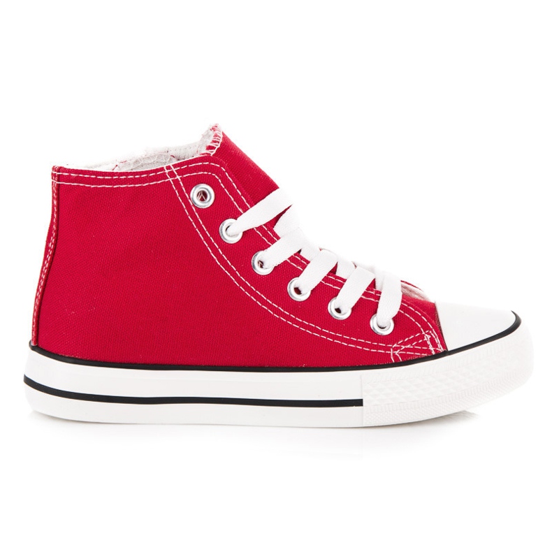 Turnschuhe über dem Knöchel am Reißverschluss rot