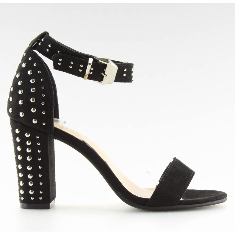 Schwarze schwarze Sandalen mit hohen Absätzen