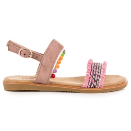 Kylie Wildledersandalen mit Bommeln rosa