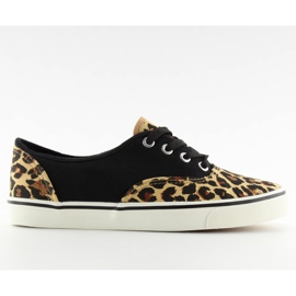 Turnschuhe zum Schnüren K-75 Braun / Leop schwarz