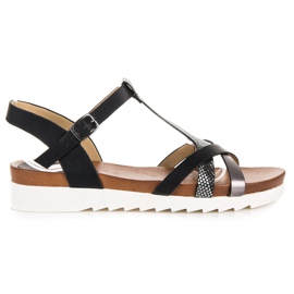 Flache Sandalen mit VINCEZA-Muster schwarz