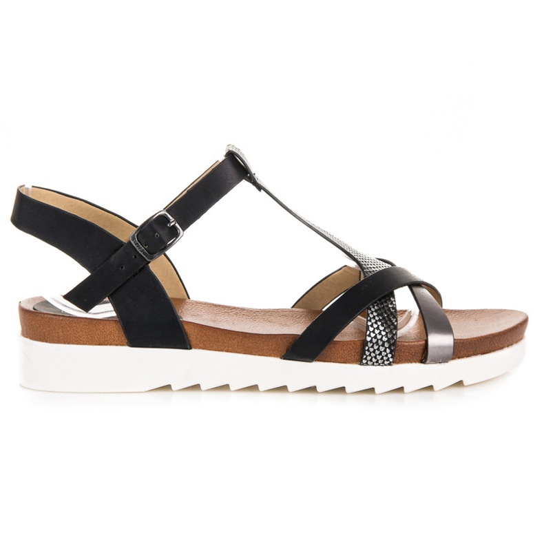 Flache Sandalen mit VINCEZA-Muster schwarz