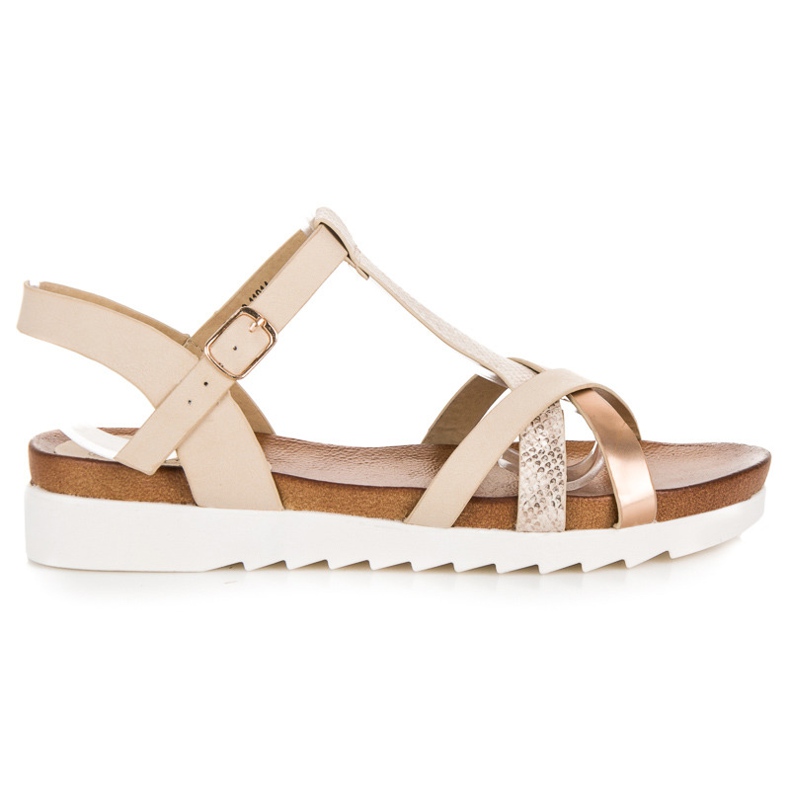 Flache Sandalen mit Vinceza-Muster braun