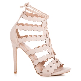 Seastar Gebundene Sandalen auf einem Pfennigabsatz braun