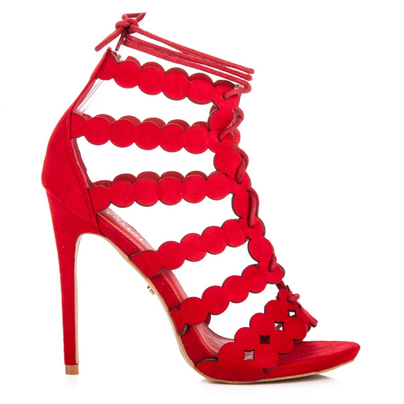 Seastar Gebundene Sandalen auf einem Pfennigabsatz rot