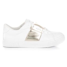 Weiße Sportmode-Turnschuhe gelb